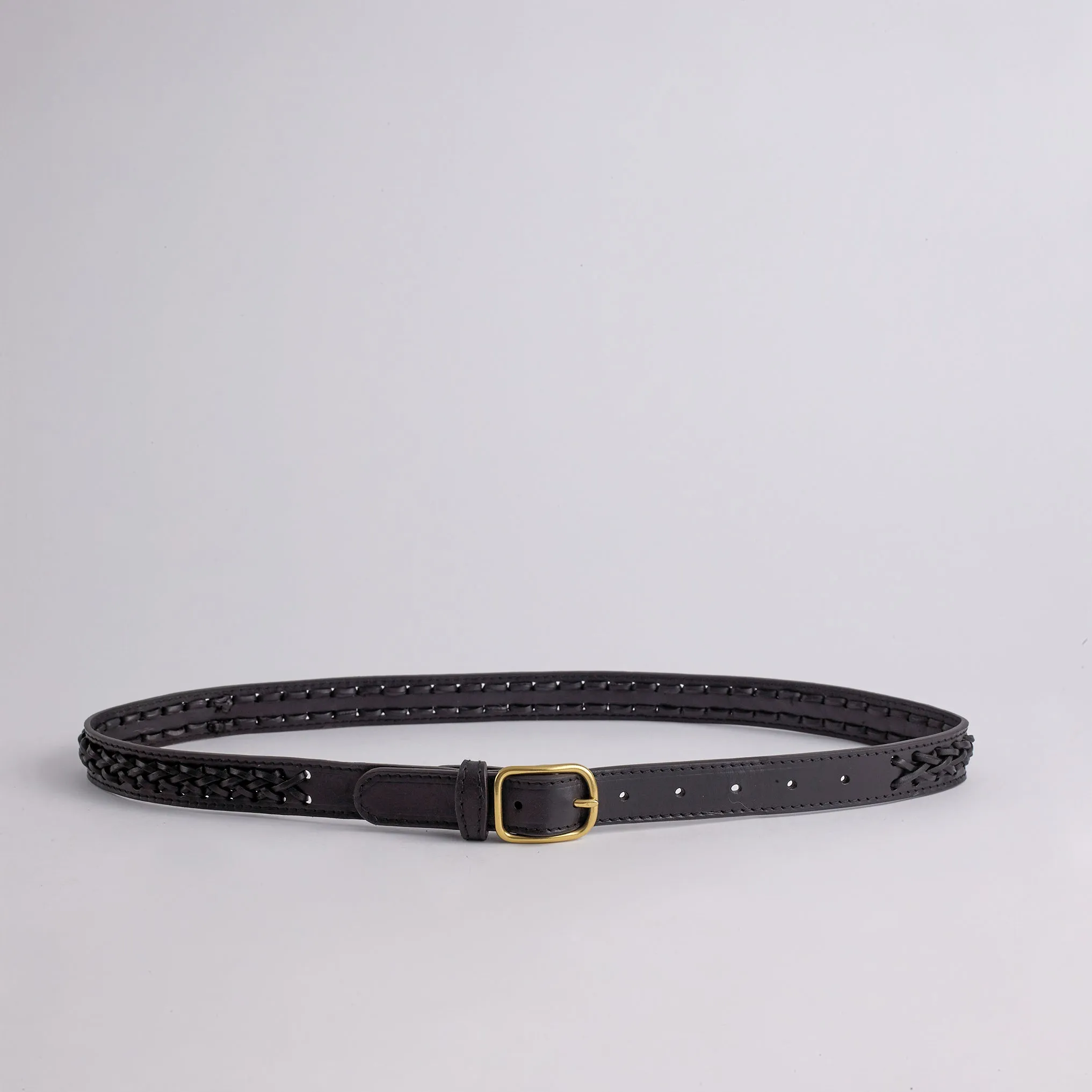 Braided Belt in Black Vachetta