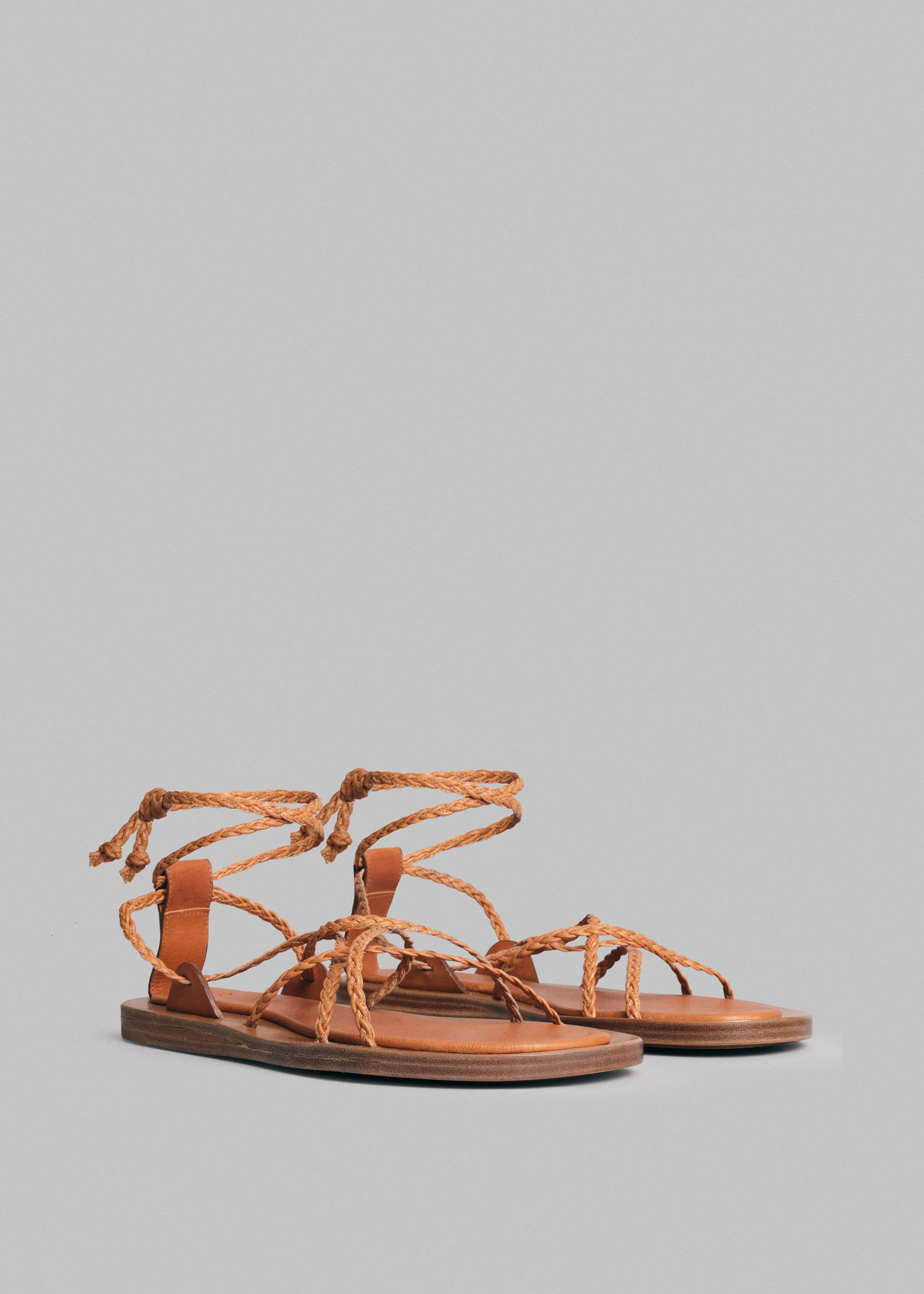 Braided Rope Sandal in Leather - Chestnut