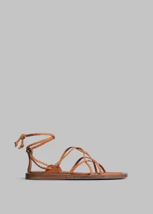 Braided Rope Sandal in Leather - Chestnut