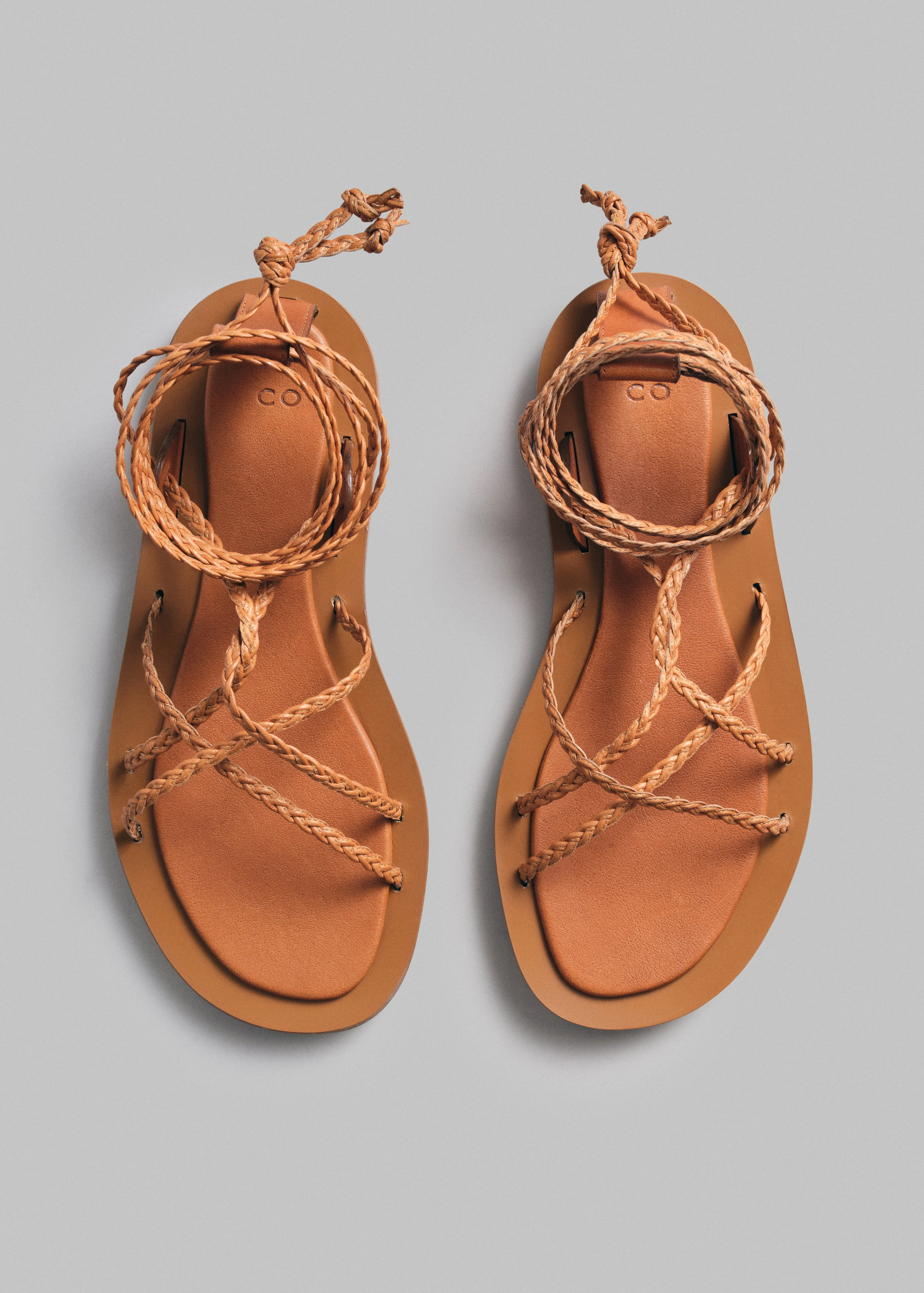 Braided Rope Sandal in Leather - Chestnut