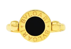 Bulgari Coral Onyx 18 Karat Yellow Gold Flip Band Ring
