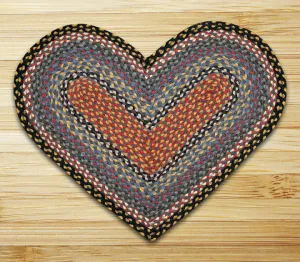 Burgundy/Blue/Gray C-043 Heart Shaped Jute Rug