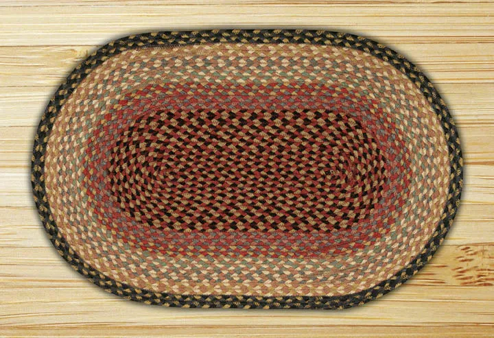 Burgundy/Gray/Cream C-057 Jute Braided Rug - OVAL