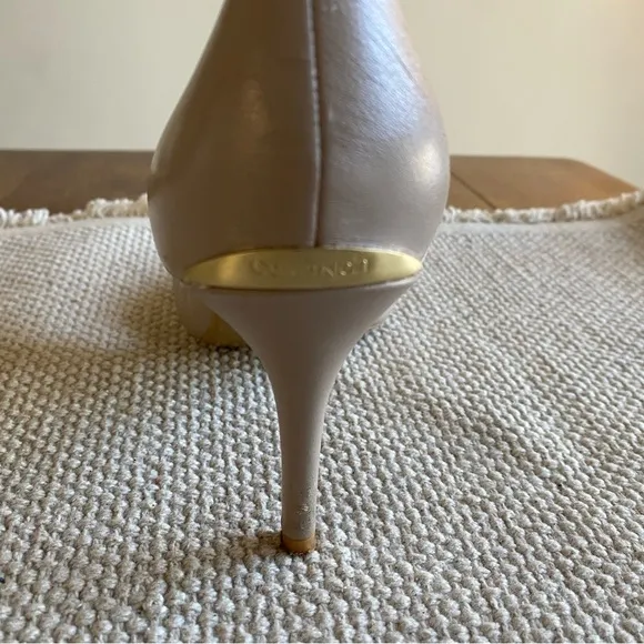 Calvin Klein Nude Leather Pumps With Cross Strap Size 8.5 Heel: 3 1/2”