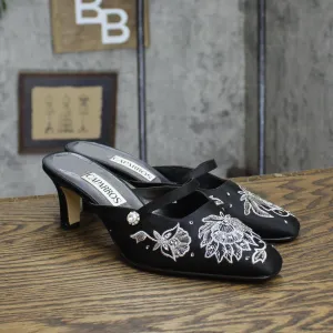 Caparros Womens Vintage Satin Embellished Heels 16740400cb8583 Black 7.5B