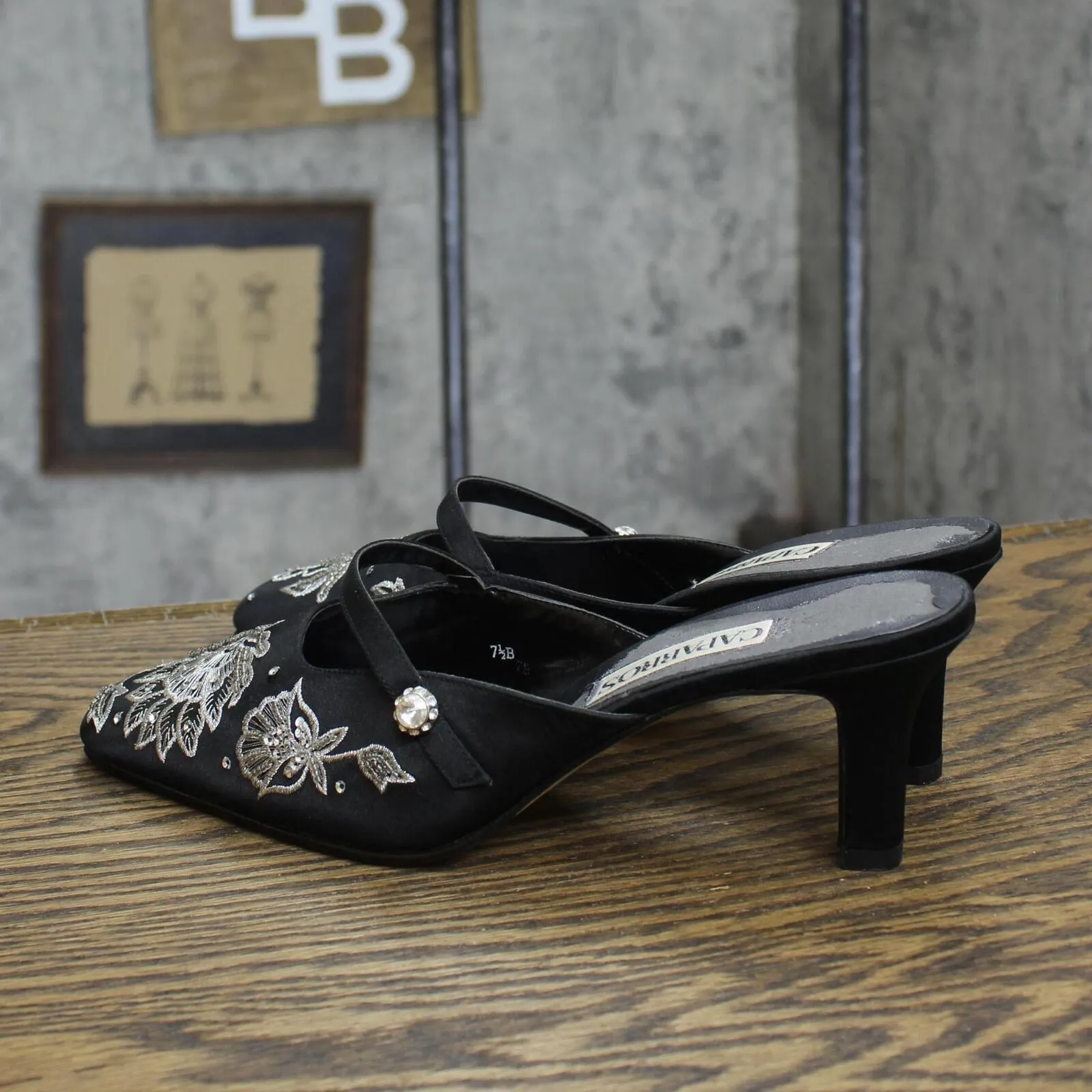 Caparros Womens Vintage Satin Embellished Heels 16740400cb8583 Black 7.5B
