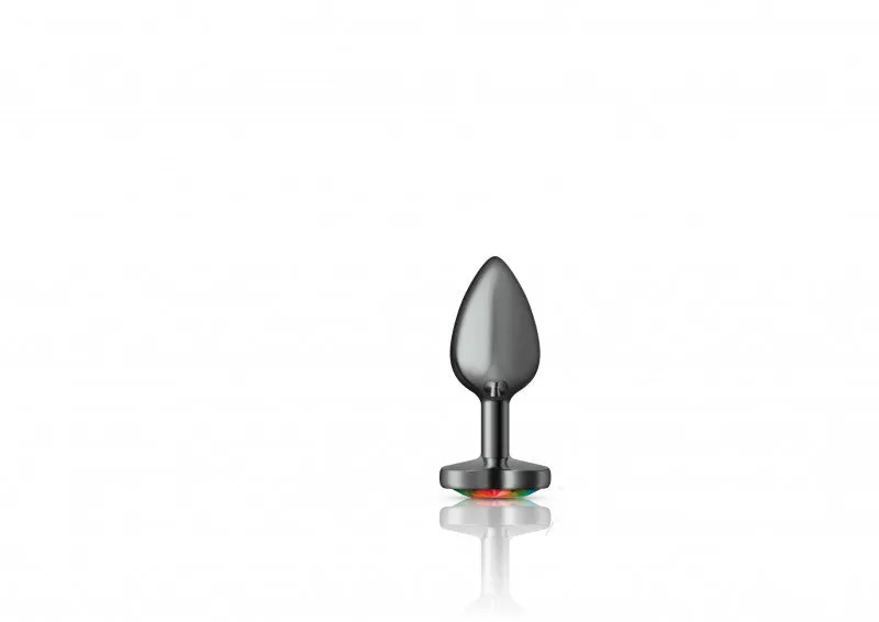 Cheeky Charms - Gunmetal Metal Butt Plug - Heart - Rainbow - Small