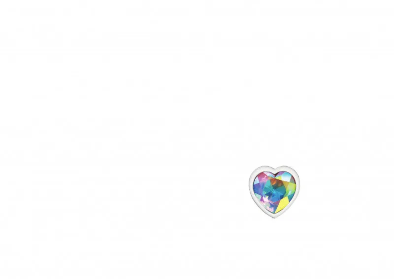 Cheeky Charms - Silver Metal Butt Plug - Heart - Clear - Medium