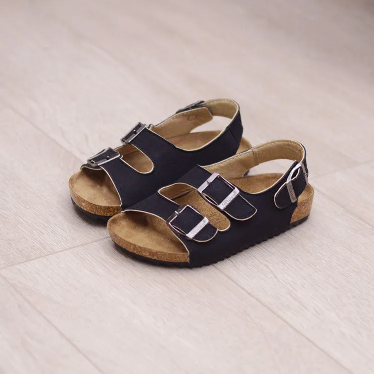 Children Boys And Girls Cork Sandals One Word Shoes Flip Flops Beach Double Ring