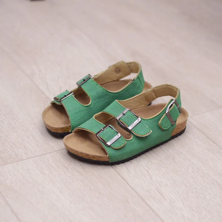 Children Boys And Girls Cork Sandals One Word Shoes Flip Flops Beach Double Ring