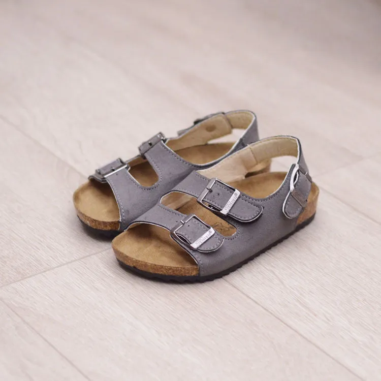 Children Boys And Girls Cork Sandals One Word Shoes Flip Flops Beach Double Ring