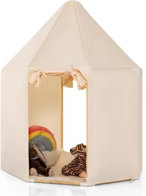Children’s Large Playhouse Tent | 2 Doors with Washable Mat | Cream