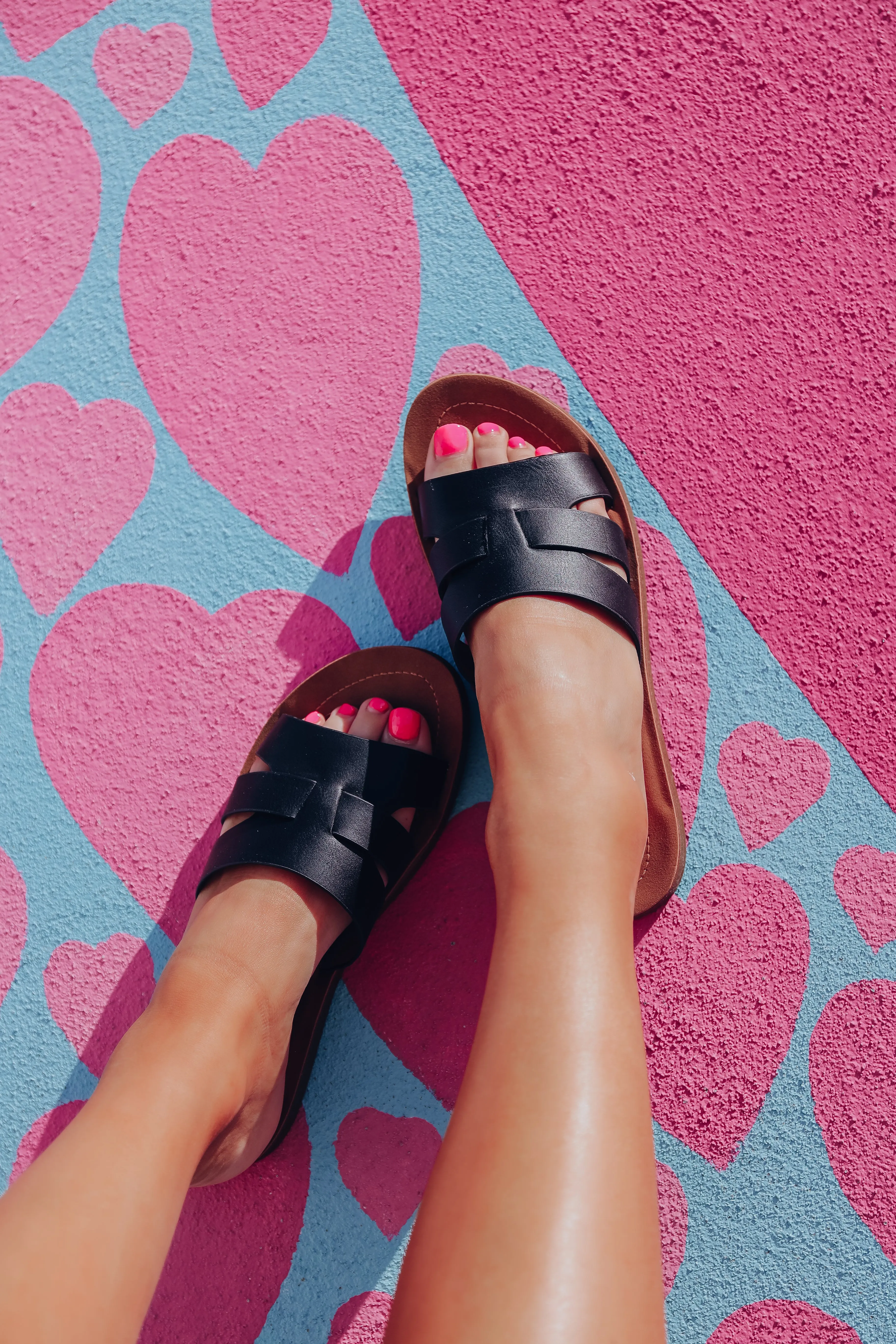 Clia Faux Leather Sandals - Black