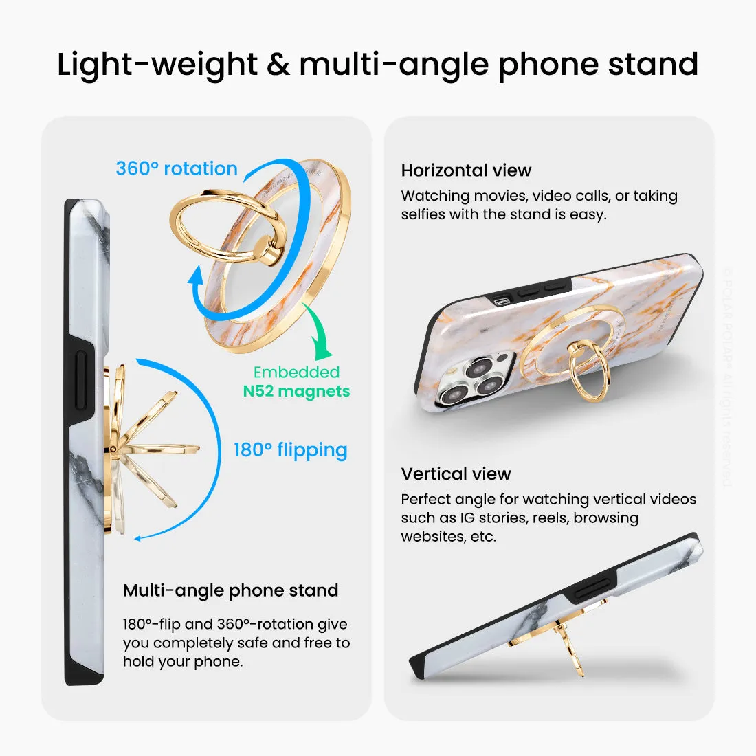 Coffee Cream - Golden MagSafe Phone Grip and Ring Holder Stand