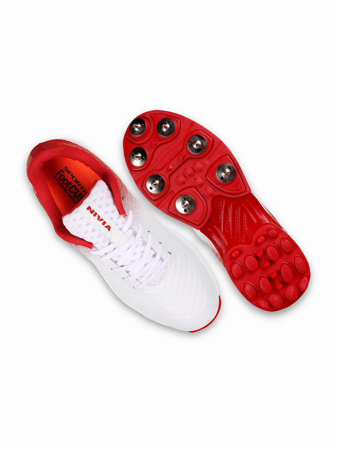 Crick-1000 (Batting) Cricket Shoes For Men White/Red