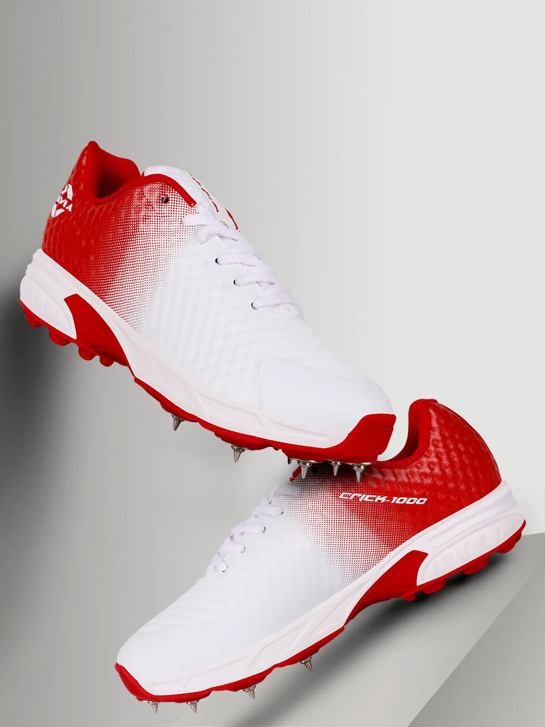 Crick-1000 (Batting) Cricket Shoes For Men White/Red