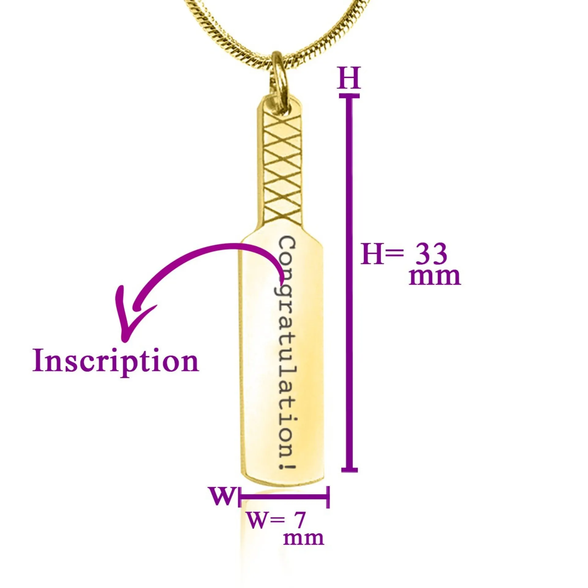 Cricket Bat Name Necklace