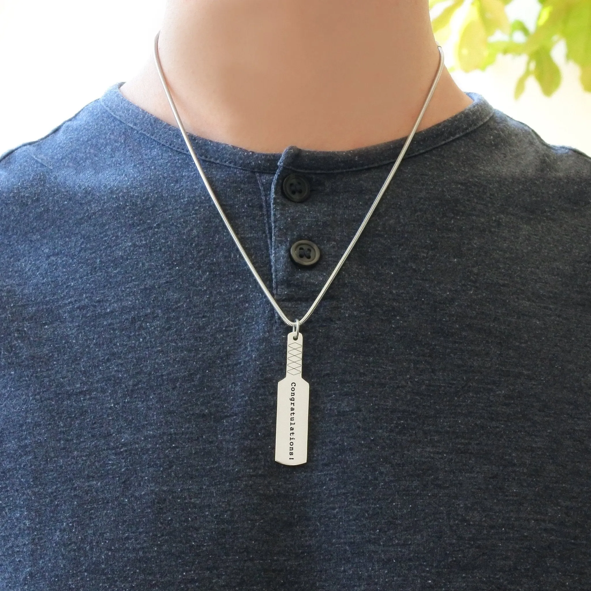 Cricket Bat Name Necklace
