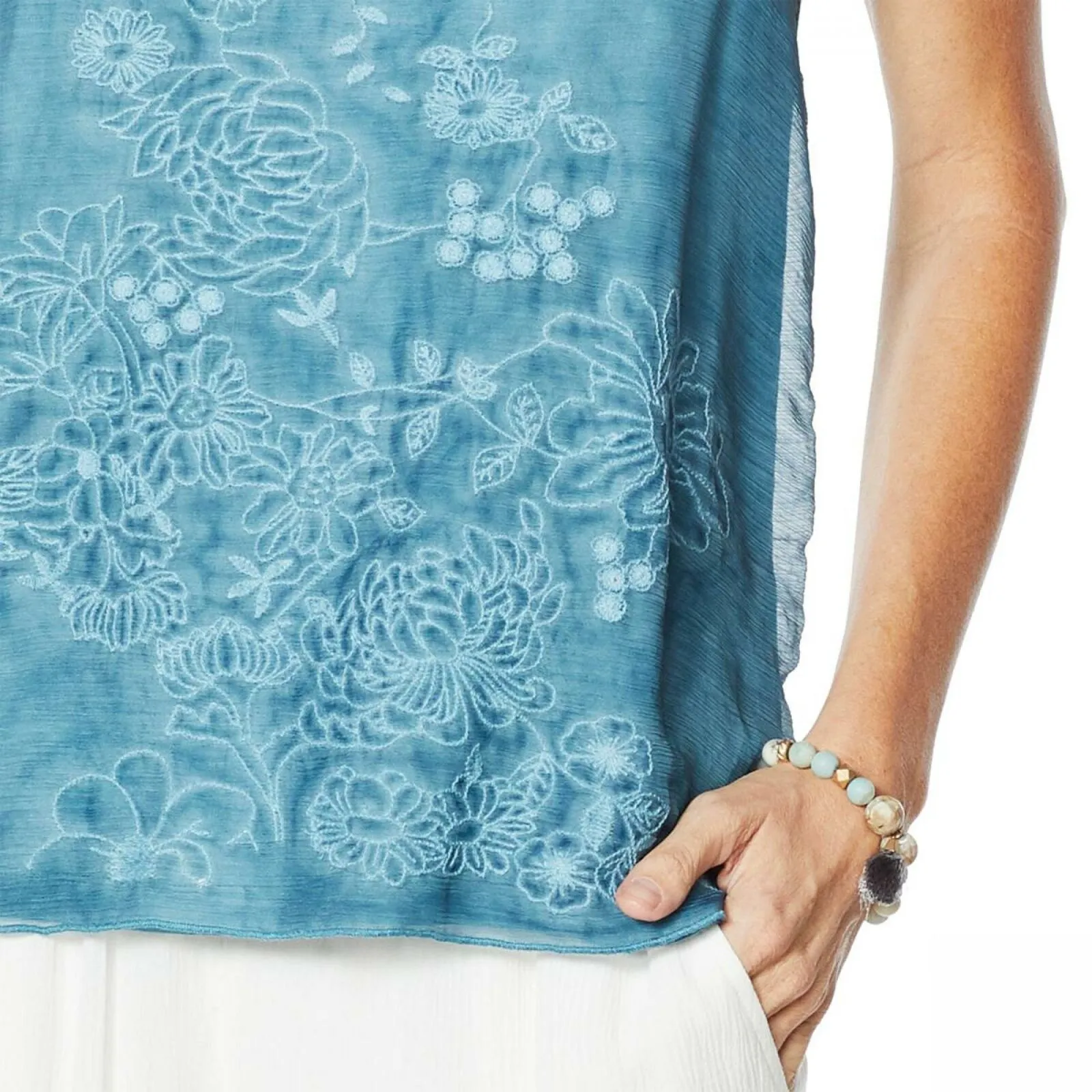 Curations Women's Plus Size Embroidered Tank Top Shirt