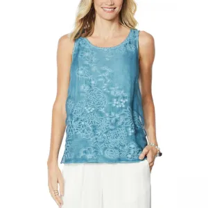 Curations Women's Plus Size Embroidered Tank Top Shirt
