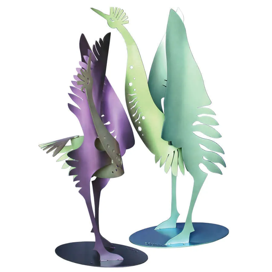 Curved Necked Crane Sculpture, Metal Outdoor-Indoor Sculpture by Cricket Forge