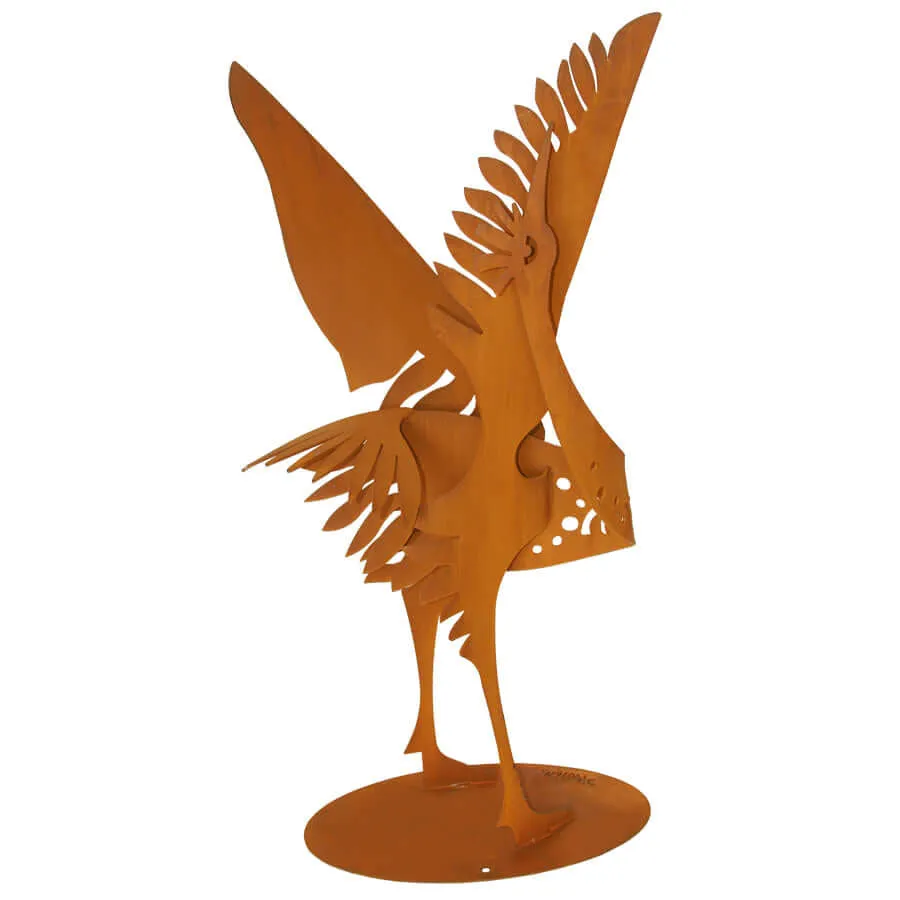 Curved Necked Crane Sculpture, Metal Outdoor-Indoor Sculpture by Cricket Forge