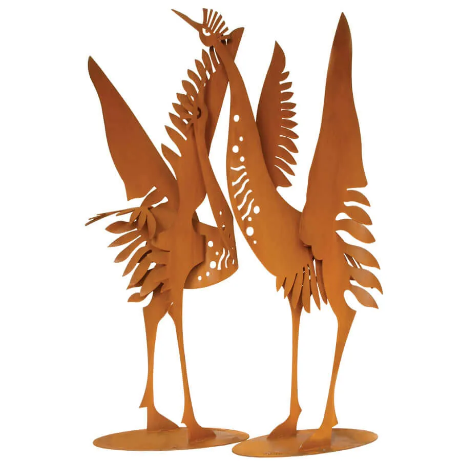 Curved Necked Crane Sculpture, Metal Outdoor-Indoor Sculpture by Cricket Forge