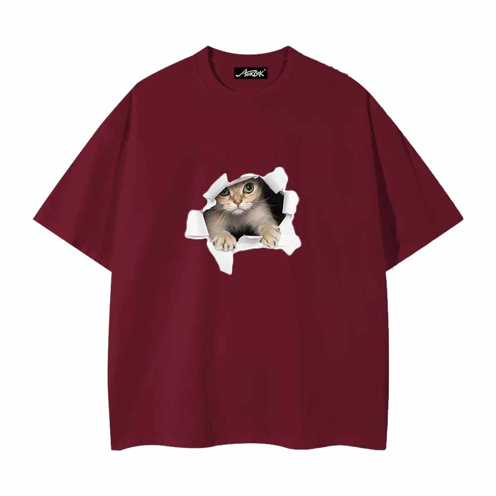 Cute Broken Wall Kitten Print T-Shirt