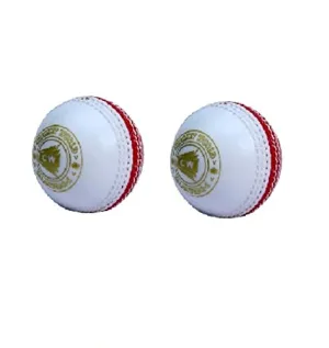 CW Set of 2 Spin Poly Soft PVC White & Red Sports Cricket Ball Suitable for General Training & Practice,Coaching