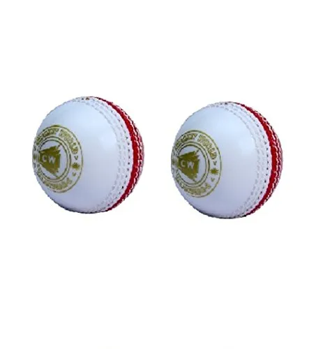 CW Set of 2 Spin Poly Soft PVC White & Red Sports Cricket Ball Suitable for General Training & Practice,Coaching