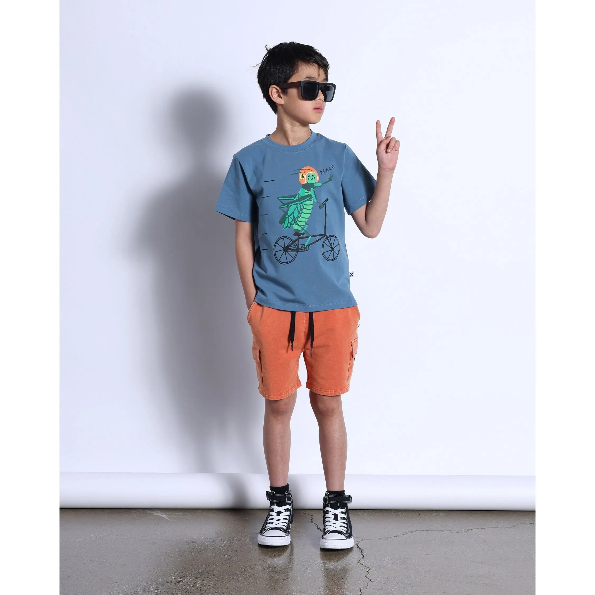 Cycling Cricket Tee- Steel