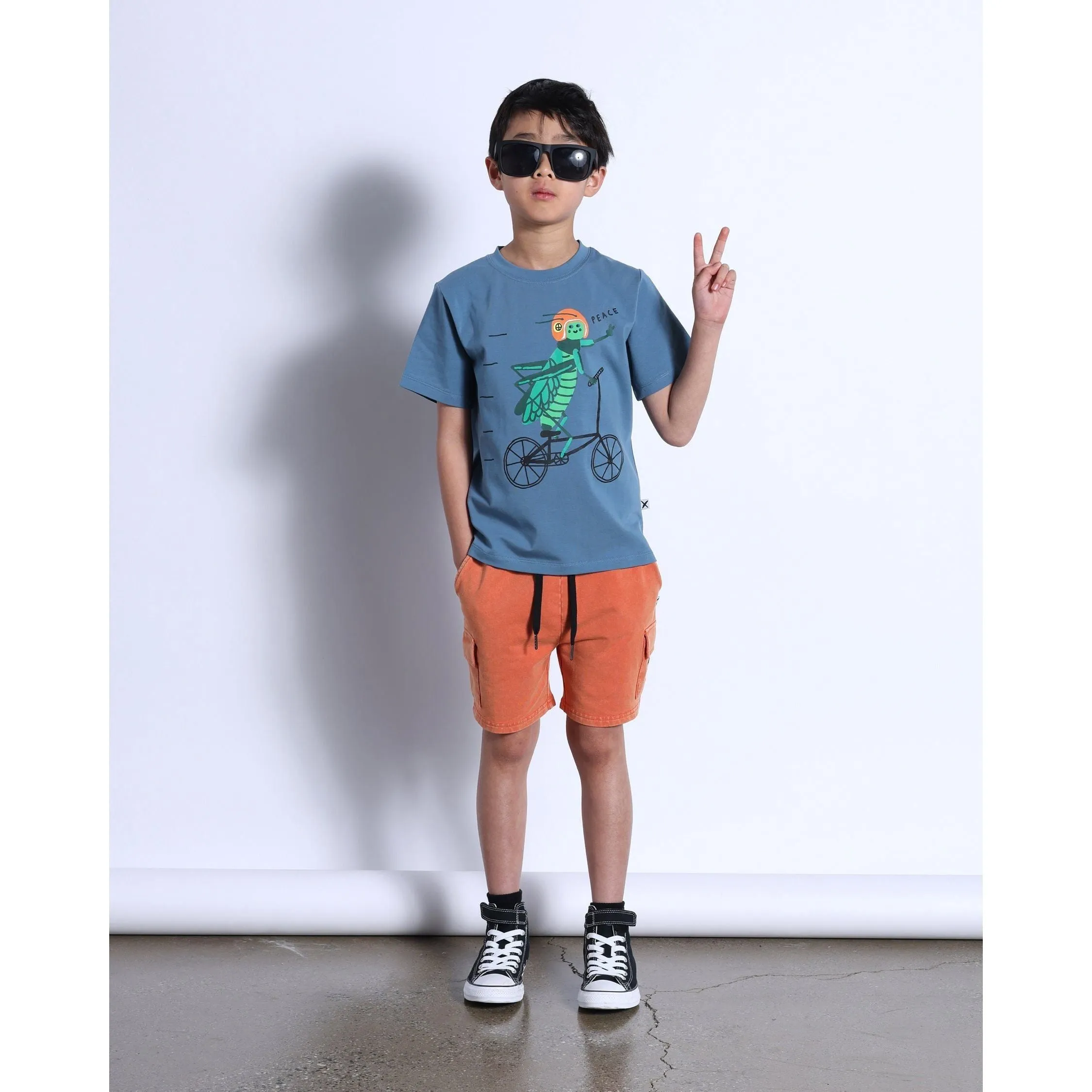 Cycling Cricket Tee- Steel