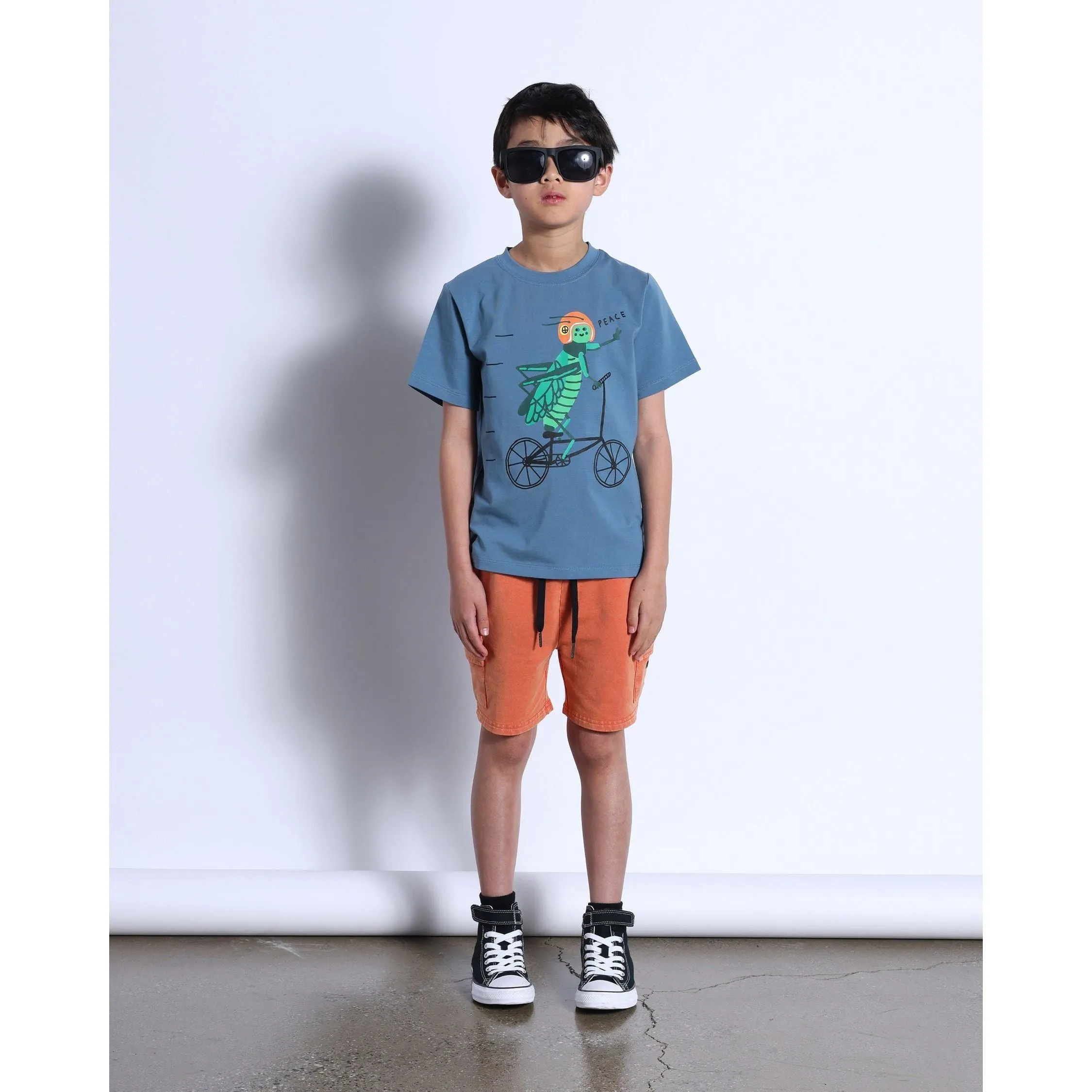Cycling Cricket Tee- Steel