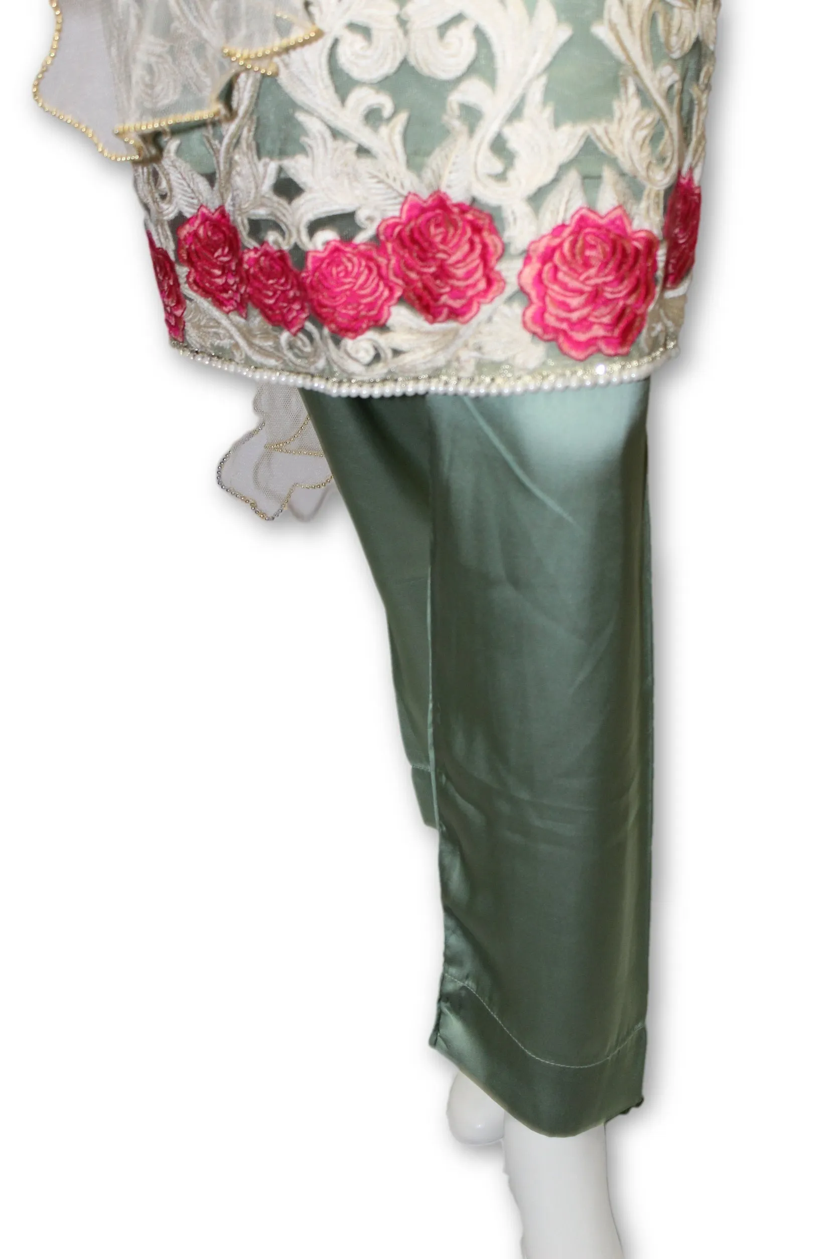 D09 Pakistani Indian Women Embroidered Organza Formal Dress