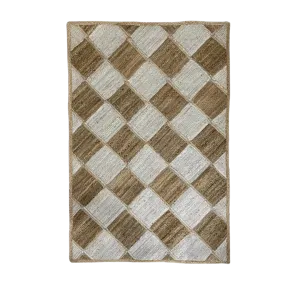 Diamond Checker Jute Rug - Natural and White