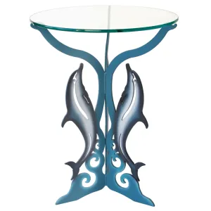 Dolphin Table, End Table, Metal Outdoor-Indoor Sculptural Furniture by Cricket Forge