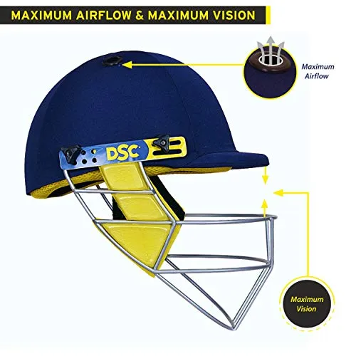 DSC Bouncer Cricket Helmet for Men & Boys (Adjustable Steel Grill | Color: Blue | Light Weight | Size:Large
