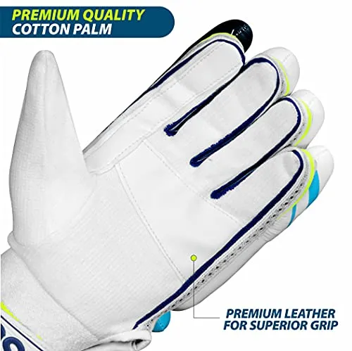 DSC Condor Ruffle Leather Cricket Batting Gloves, Mens Right (White Black)