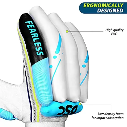 DSC Condor Ruffle Leather Cricket Batting Gloves, Mens Right (White Black)