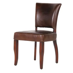 Dwell Leather Dining Chair - Brown