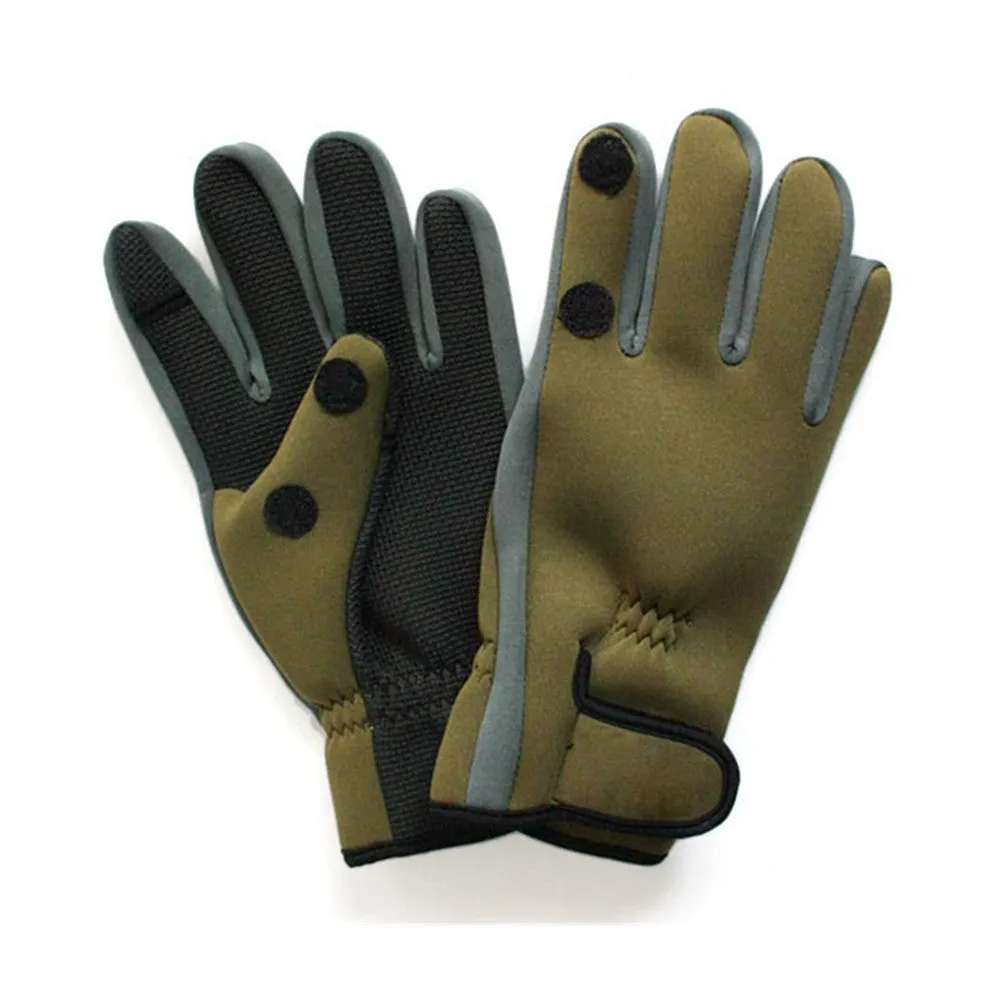 Elastic Diving Fabric Non-slip Windproof Waterproof Breathable Warm Professional Ice Fishing 2 Finger Appearing Gloves