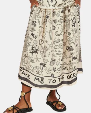 ELIZABETH PRINTED MIDI SKIRT IN MERMAID