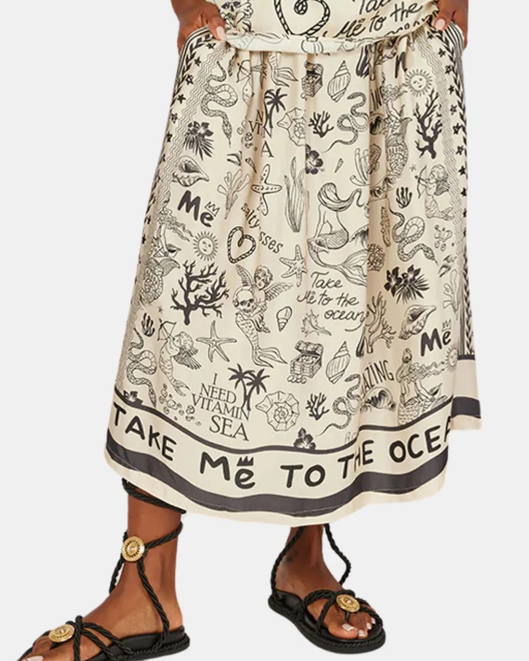 ELIZABETH PRINTED MIDI SKIRT IN MERMAID