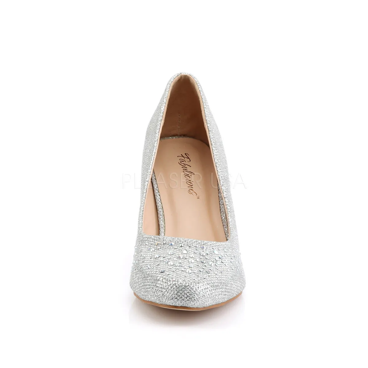 Fabulicious DORIS-06 Silver Glitter Mesh Fabric Pumps