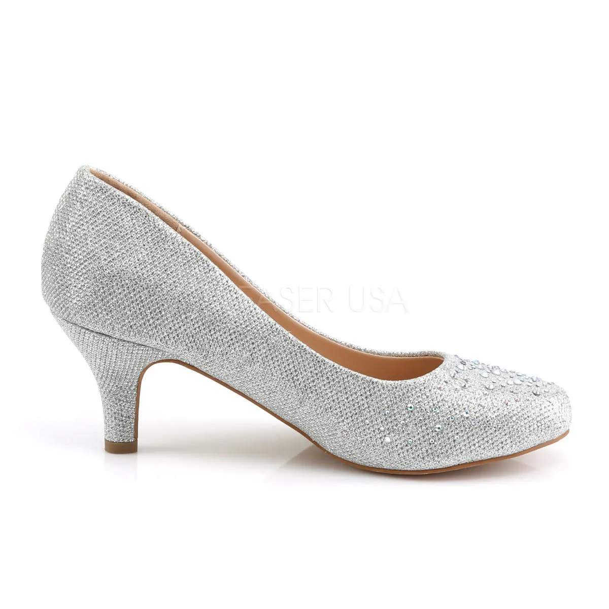 Fabulicious DORIS-06 Silver Glitter Mesh Fabric Pumps