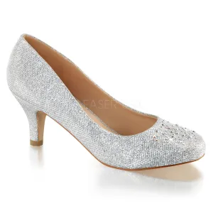 Fabulicious DORIS-06 Silver Glitter Mesh Fabric Pumps