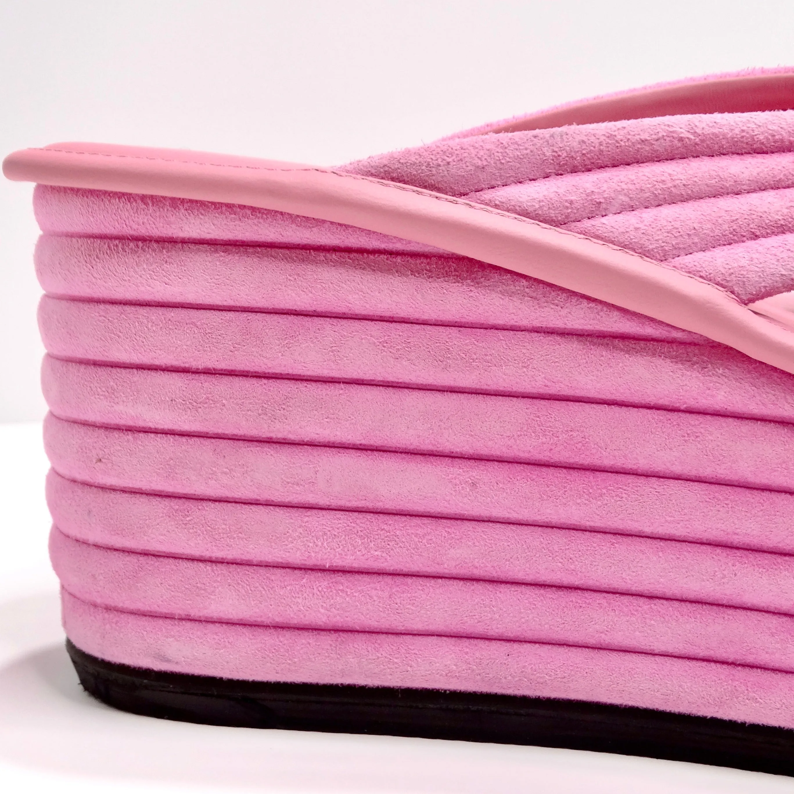 Fendi Pink Suede Platform Flip Flops