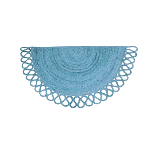 Folding Border Half Circle Accent Jute Rug - Blue