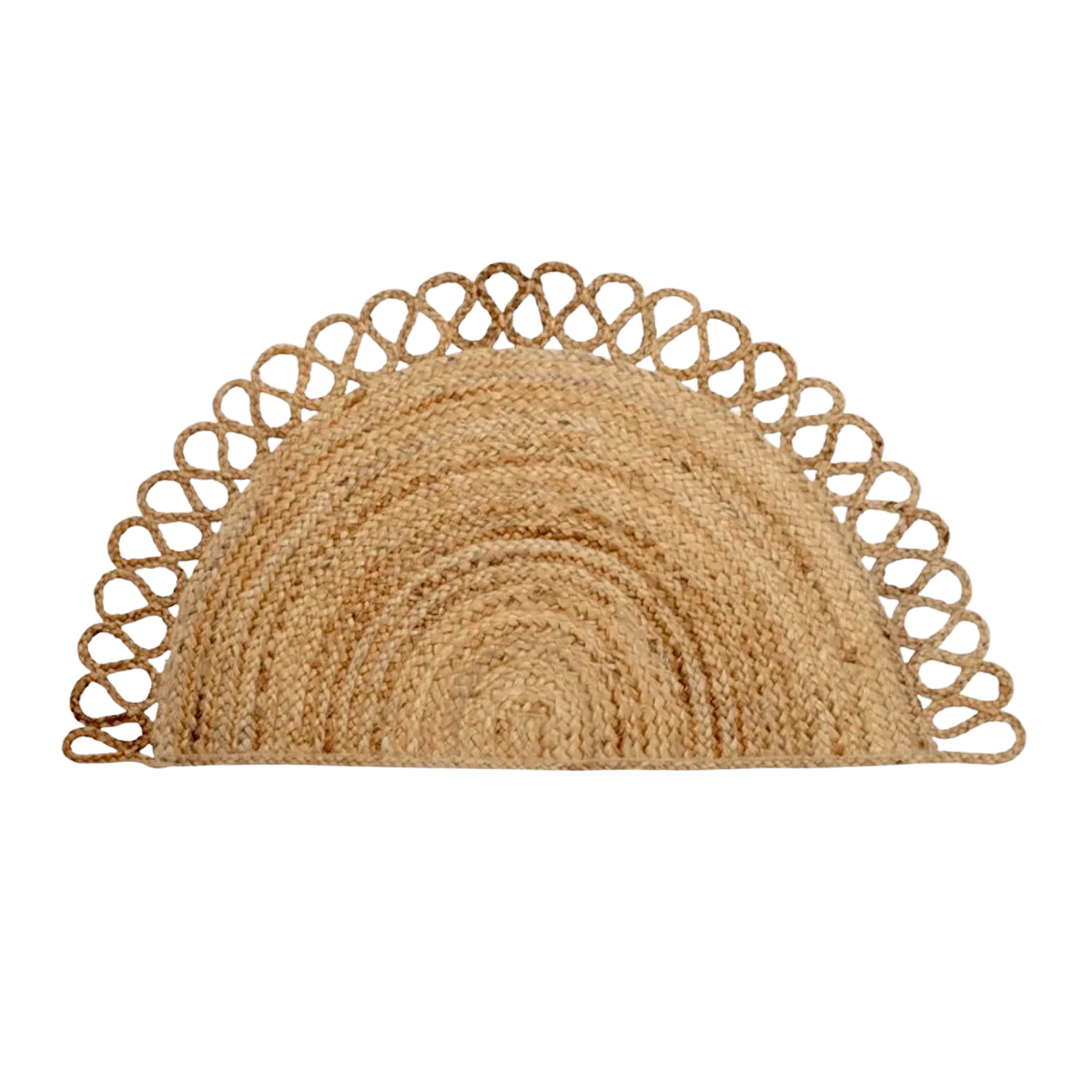 Folding Border Half Circle Accent Jute Rug