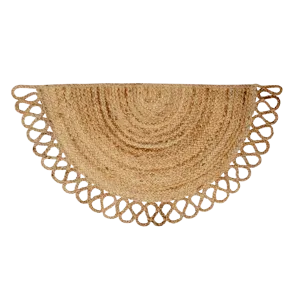 Folding Border Half Circle Accent Jute Rug